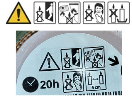 Etichetta candela indicazioni